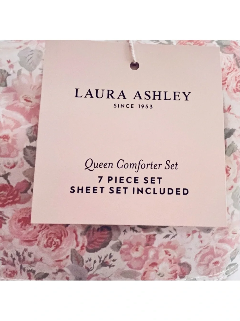 🆕 - Laura Ashley Charming 7pc Queen Comforter Set in Pink Floral. Beautiful